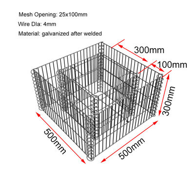 25x100mmの穴の花壇の溶接された網のGabion 1.5mの高さ